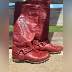 Women’s Frye Phillip Red Leather Back Zip Up Boot